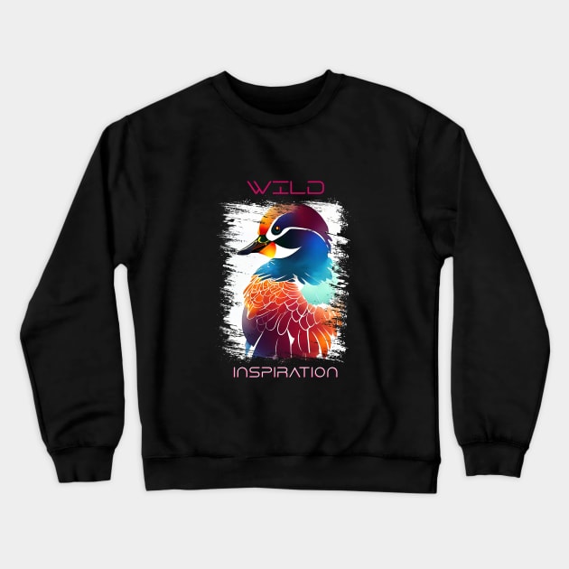 Mandarin Duck Wild Nature Animal Colors Art Painting Crewneck Sweatshirt by Cubebox